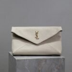 {Style No: V61KWZKM} ENVELOPE CLUTCH 29 IN WHITE LAMBSKIN COPPER LOGO