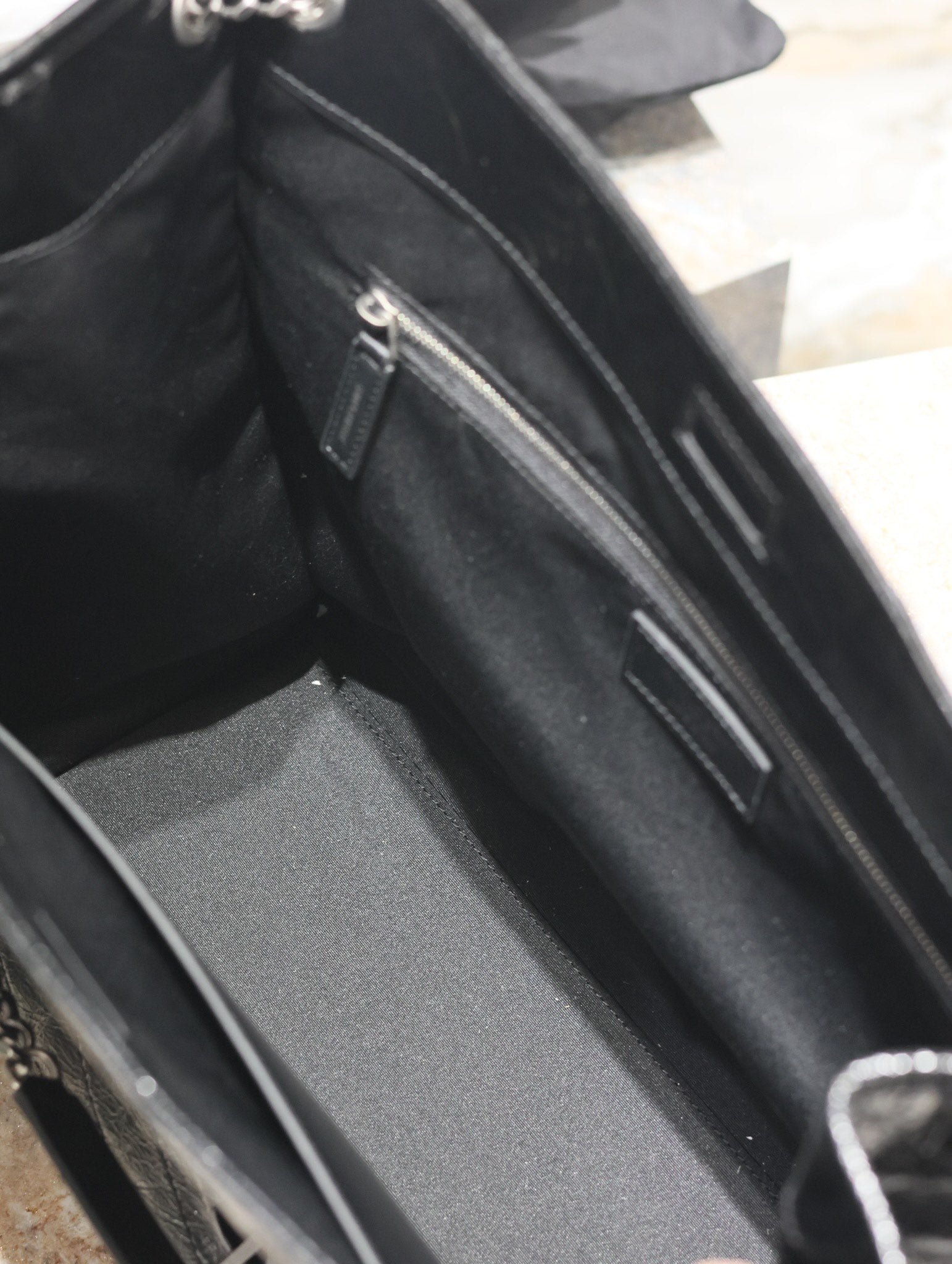 {Style No: SWW27WDI} NIKI SHOPPING BAG 39 IN BLACK CRUMPLED CALFSKIN SILVER HARDWARE - Image 4