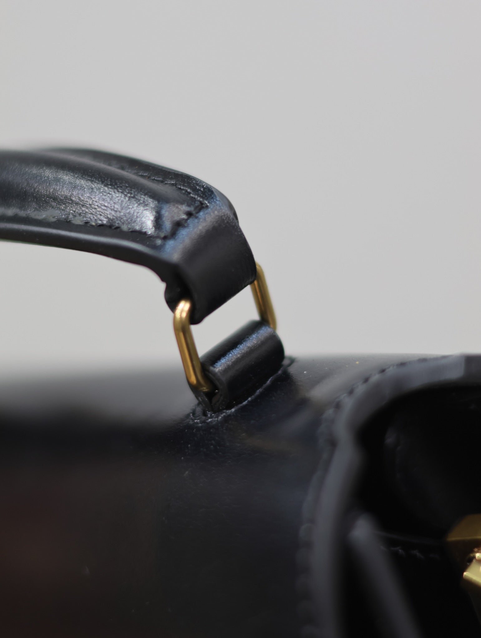 {Style No: 2QIKA8VU} CASSANDRA MINI TOP HANDLE BAG 20 IN BLACK SMOOTH LAMBSKIN GOLD HARDWARE - Image 2