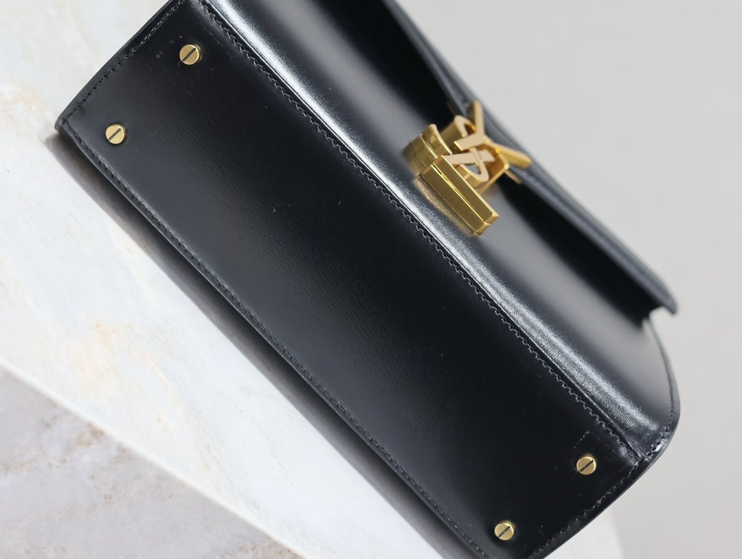 {Style No: 2QIKA8VU} CASSANDRA MINI TOP HANDLE BAG 20 IN BLACK SMOOTH LAMBSKIN GOLD HARDWARE - Image 4
