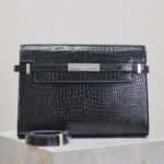 {Style No: NRJ67QNO} MANHATTAN MEDIUM 29 IN BLACK CROCODILE-EMBOSSED CALFSKIN SILVER BUCKLE