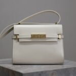 {Style No: KNAJSYV5} YSL 25S MINI MANHATTAN 19 IN BLANC VINTAGE CALFSKIN GOLD HARDWARE