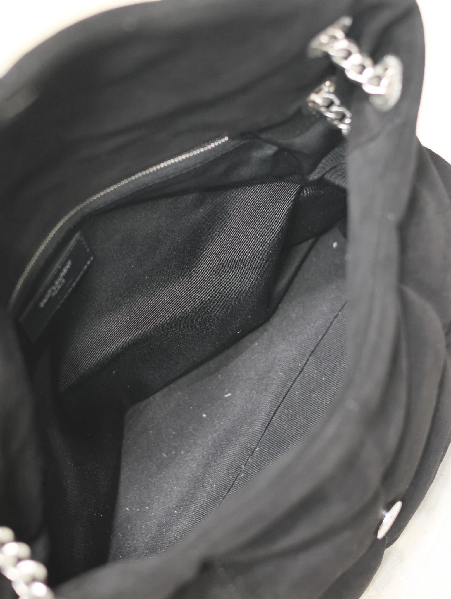 {Style No: EJB3DAZ2} YSL 25S LOULOU PUFFER GM 35 IN BLACK SUEDE SILVER HARDWRE - Image 9
