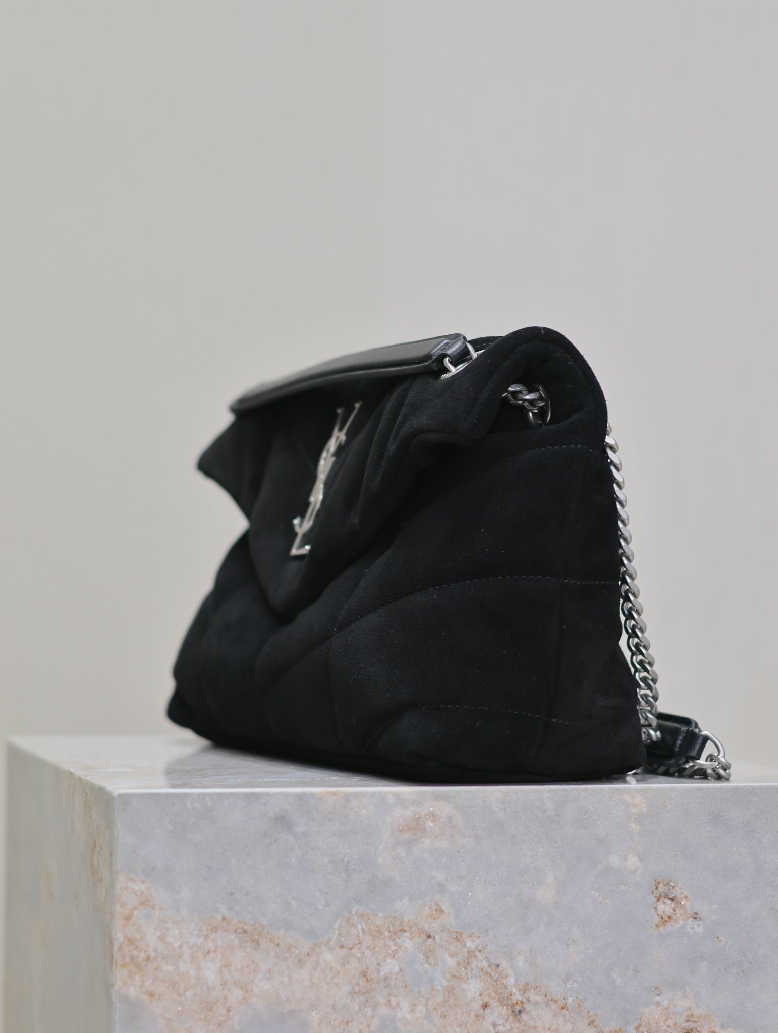 {Style No: ZTZ6FR54} PUFFER SMALL 29 IN BLACK SUEDE SILVER HARDWARE - Image 2