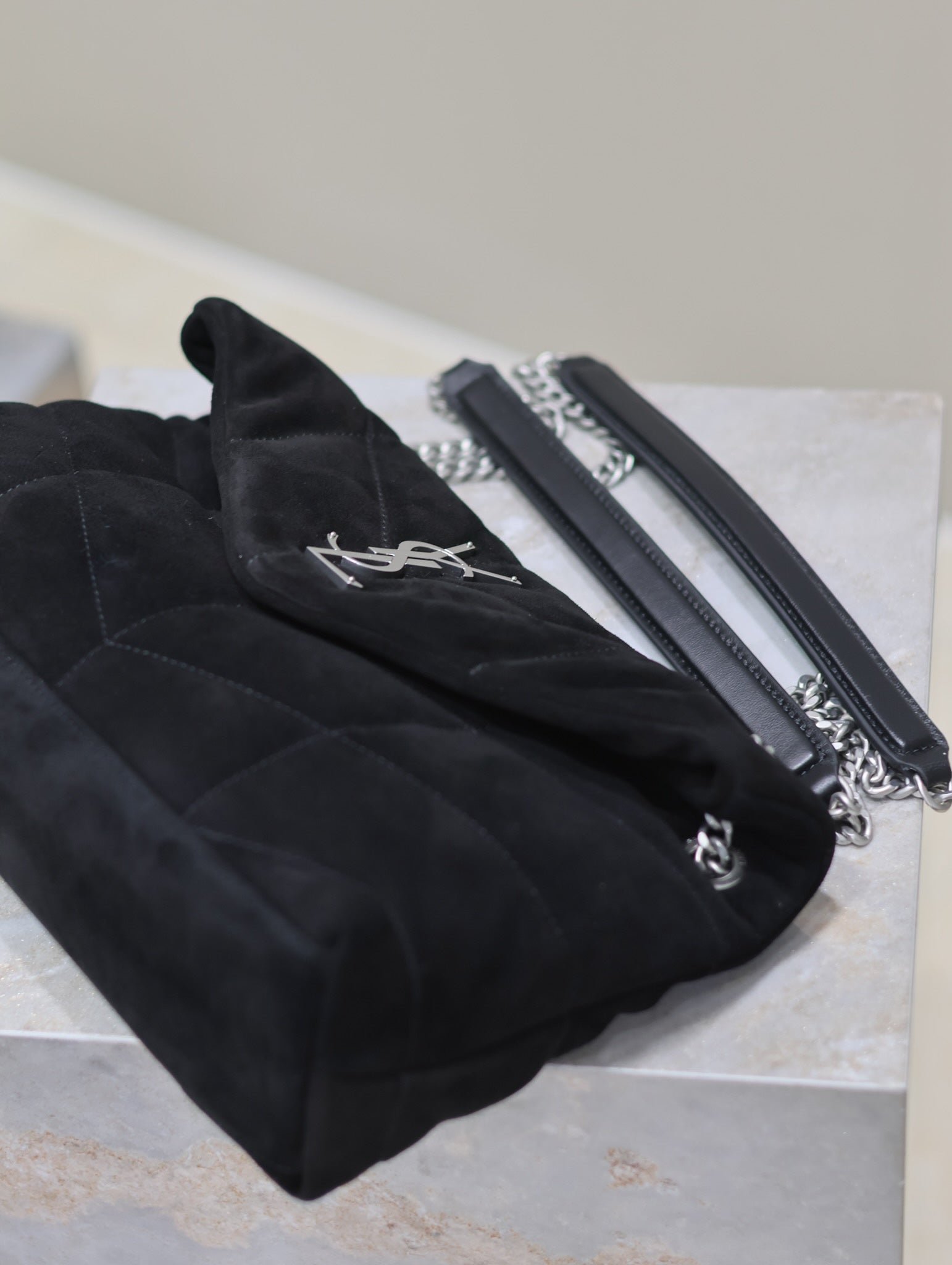 {Style No: ZTZ6FR54} PUFFER SMALL 29 IN BLACK SUEDE SILVER HARDWARE - Image 5