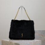 {Style No: HUVH62LR} JAMIE 4.3 LARGE BAG 43 IN BLACK LAMB FUR GOLD HARDWARE