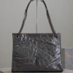 {Style No: PIPNT97W} NIKI SHOPPING BAG 33 IN GRAY CRUMPLED CALFSKIN