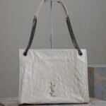 {Style No: HP3CXP43} NIKI SHOPPING BAG 33 IN WHITE CRUMPLED CALFSKIN