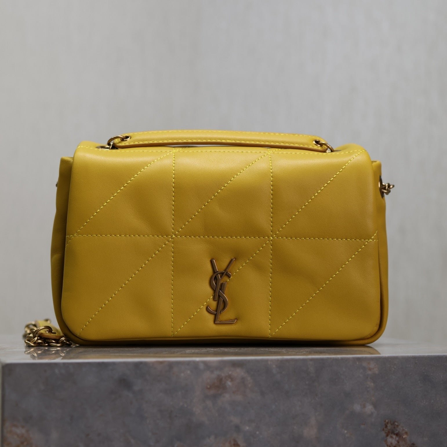 {Style No: 27KV6ULK} JAMIE 4.3 MINI BAG 20 IN MUSTARD YELLOW LAMBSKIN COPPER HARDWARE