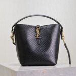 {Style No: FQH34LXM} YSL 25S LE 37 20 IN BLACK SNAKE EMBOSSED CALFSKIN GOLD HARDWARE