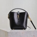 {Style No: I97NBLHM} YSL 25S LE 37 BUCKET 15 IN BLACK SNAKE EMBOSSED CALFSKIN GOLD HARDWRE