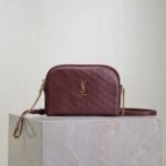 {Style No: BA6K4YVV} GABY ZIPPED POUCH 19 IN WINE RED QUILTED LAMBSKIN GOLD HARDWARE
