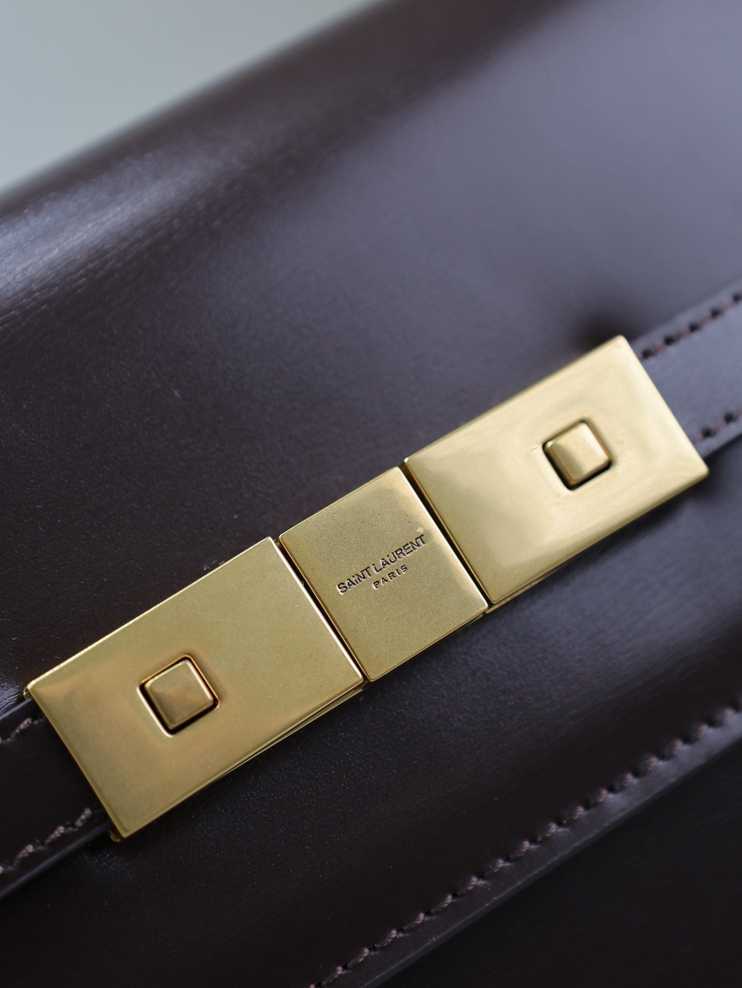 {Style No: KNA2UYS2} YSL 25S MANHATTAN SMALL 24 IN ROUGE CABERNET CALFSKIN GOLD HARDWRE - Image 3