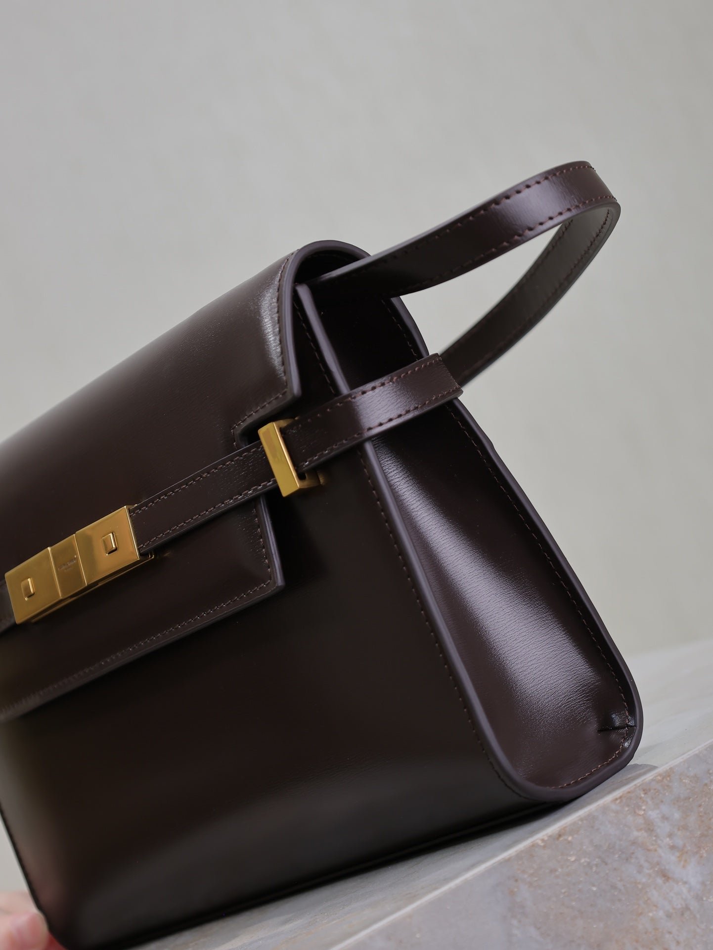 {Style No: KNA2UYS2} YSL 25S MANHATTAN SMALL 24 IN ROUGE CABERNET CALFSKIN GOLD HARDWRE - Image 5