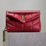 {Style No: 27BCX9WS} PUFFER SMALL 29 IN RED LAMBSKIN GOLD HARDWARE