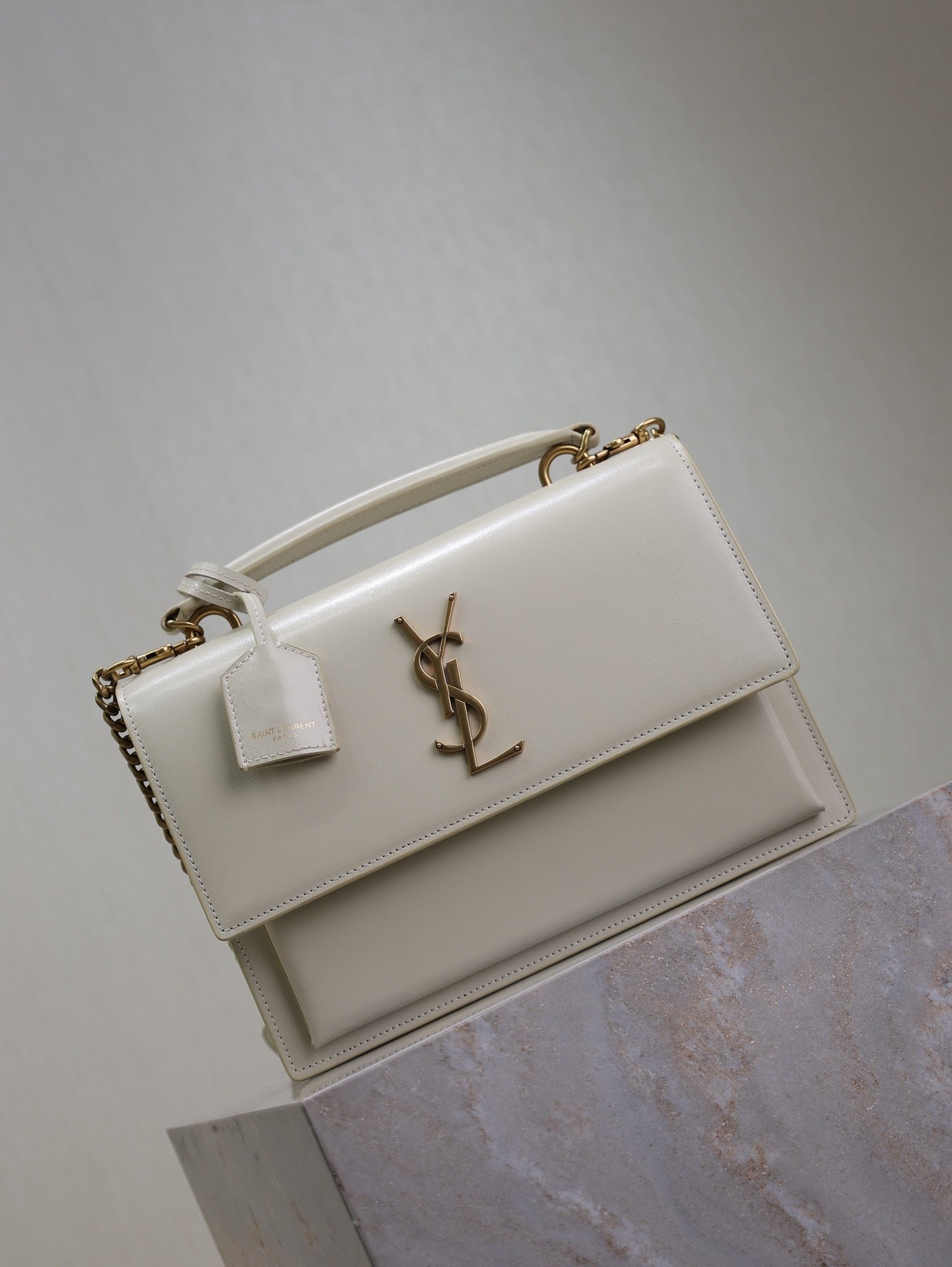 {Style No: ASTWAYRD} YSL 25S SUNSET MM 25 IN IVORY CALFSKIN GOLD HARDWARE - Image 6