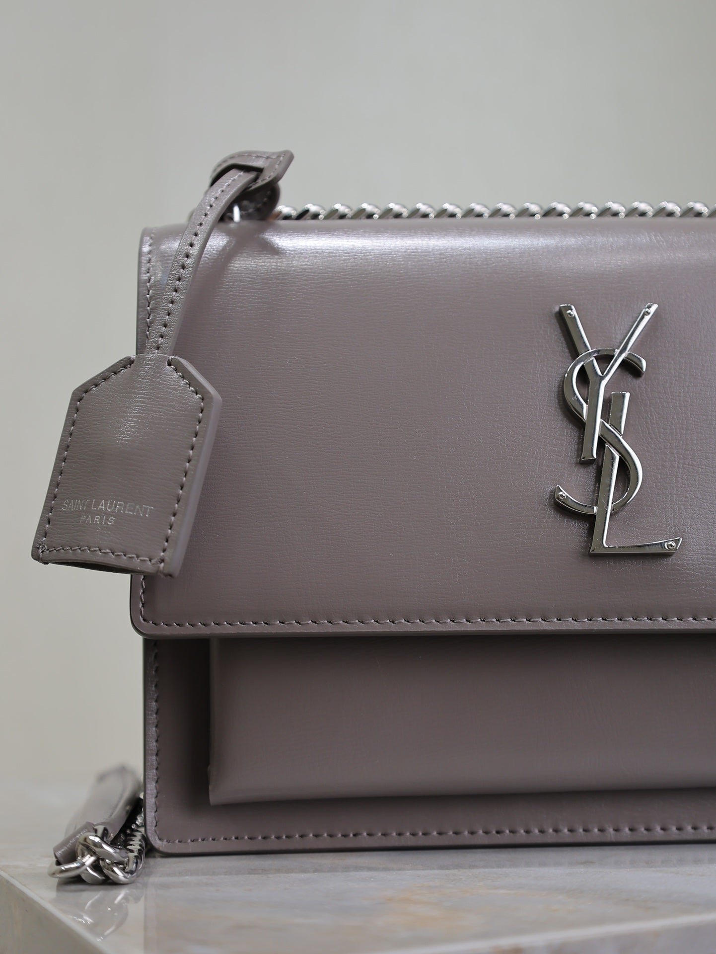 {Style No: IR4YLWYB} YSL 25S SUNSET BAG 22 IN DARK PURPLE CALFSKIN SILVER HARDWRE - Image 3