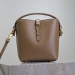 {Style No: 6SC5TIYK} LE 37 MINI BUCKET BAG 15 IN BROWN CALFSKIN GOLD HARDWARE