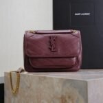 {Style No: KUEZ45BV} NIKI BABY 22 IN WINE RED LAMBSKIN GOLD CHAIN