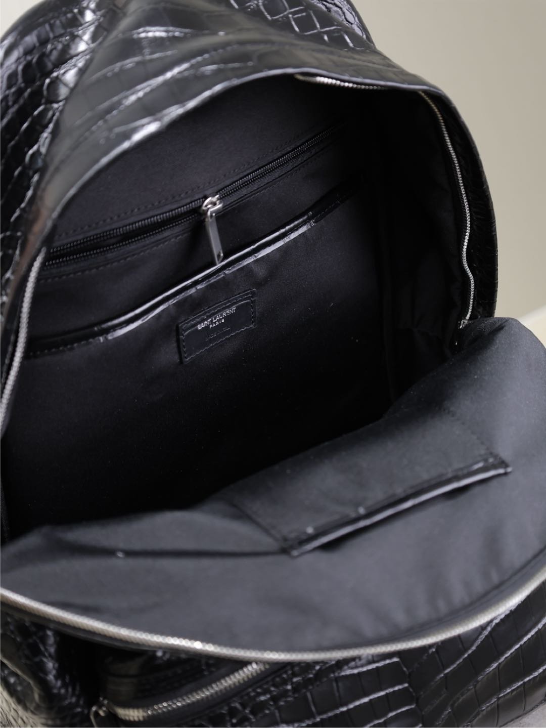 {Style No: 5KBUBTSC} CITY BACKPACK 38 IN BLACK CROCODILE EMBOSSED CALFSKIN - Image 6