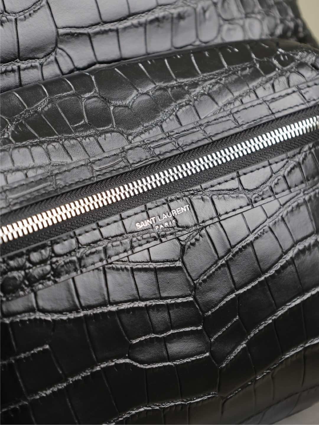 {Style No: 5KBUBTSC} CITY BACKPACK 38 IN BLACK CROCODILE EMBOSSED CALFSKIN - Image 8