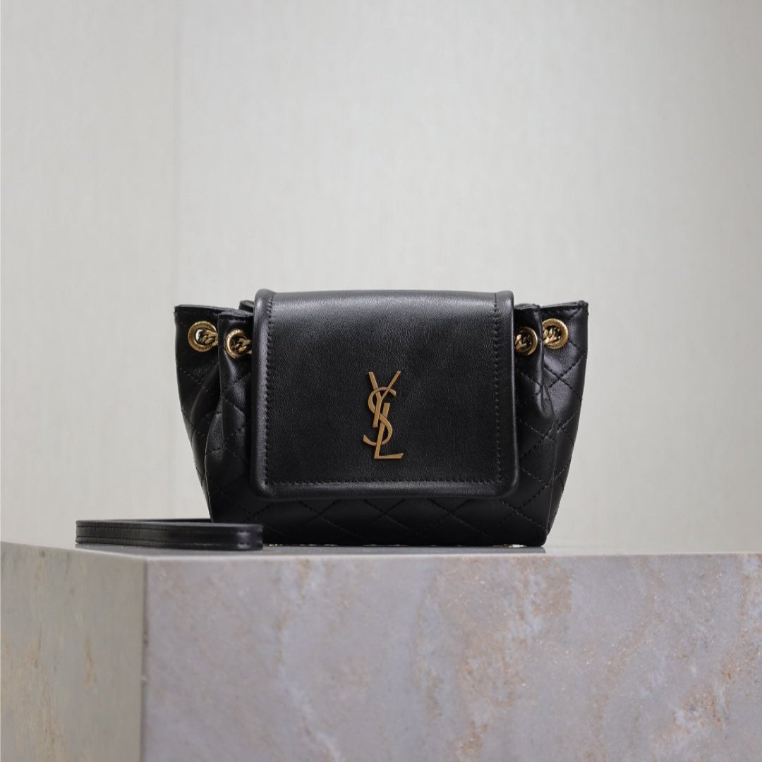 {Style No: B33W918D} MINI NOLITA BAG 18 IN BLACK LAMBSKIN COPPER HARDWARE