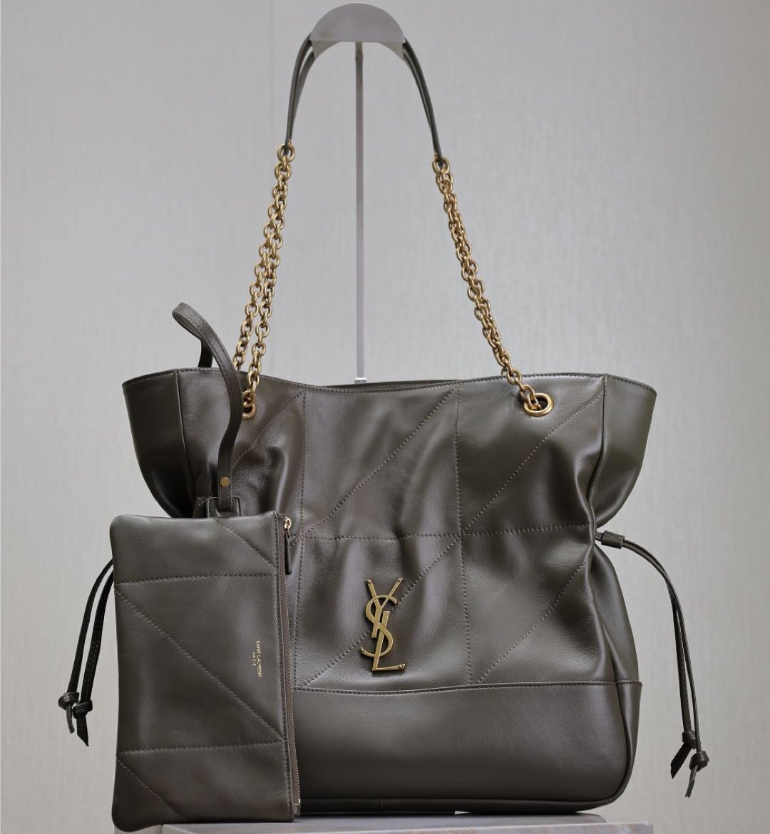 {Style No: 87YFPUHK} JAMIE LARGE POCHON 34 IN UNIFORM GREEN LAMBSKIN COPPER HARDWARE