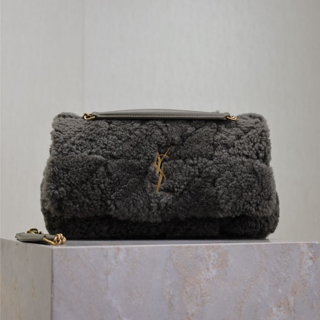 {Style No: R798RQXR} JAMIE BAG 25 IN DARK GRAY LAMB WOOL