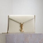 {Style No: 1TP1CDGG} CASSANDRA CHAIN BAG 22 IN WHITE CROCODILE PATTERN CALFSKIN GOLD HARDWARE