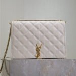 {Style No: 9R9UL1AE} BECKY 26 IN WHITE QUILTED LAMBSKIN GOLD HARDWARE