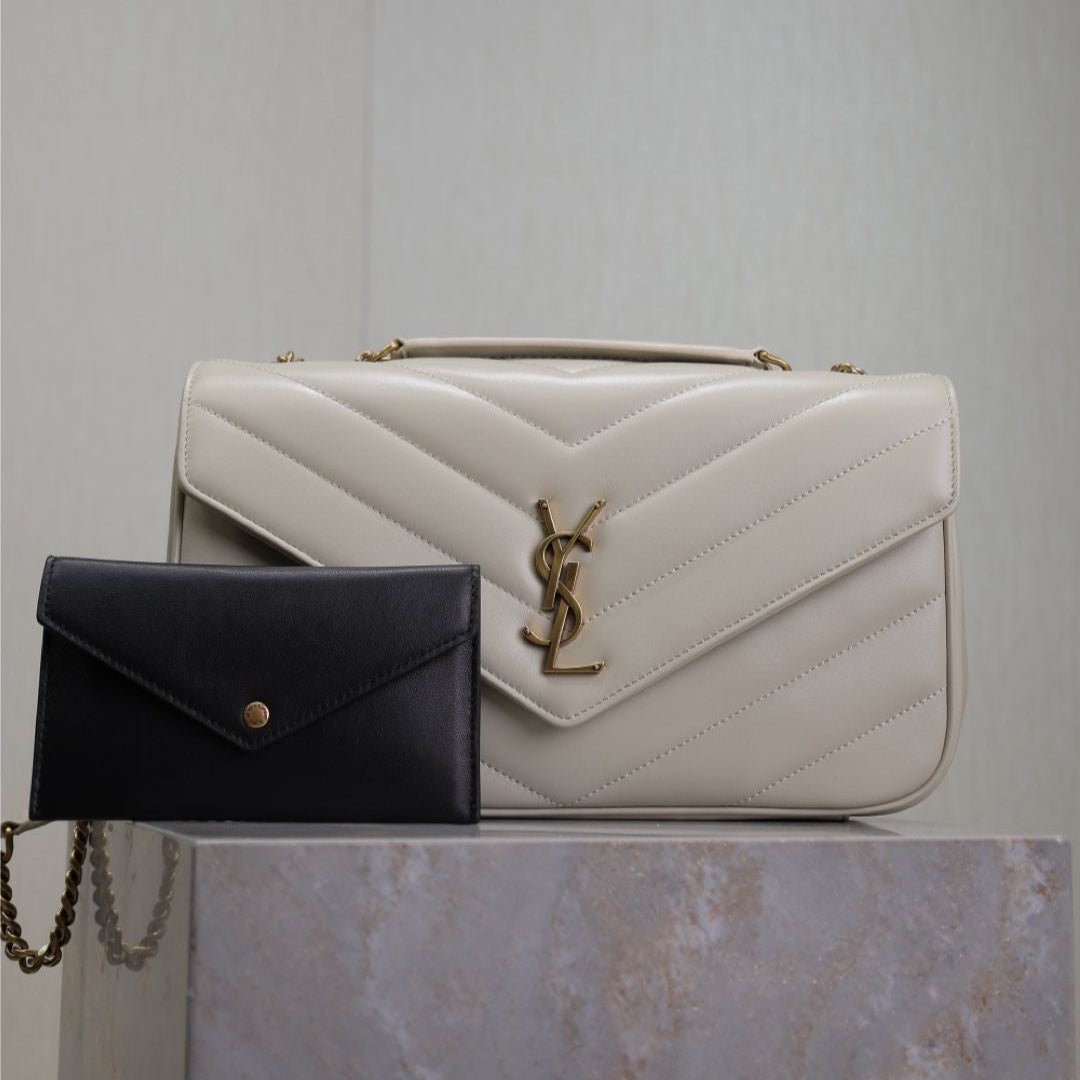 {Style No: ET64U3C5} LOULOU MEDIUM 29 IN WHITE SHEEPSKIN GOLD HARDWARE