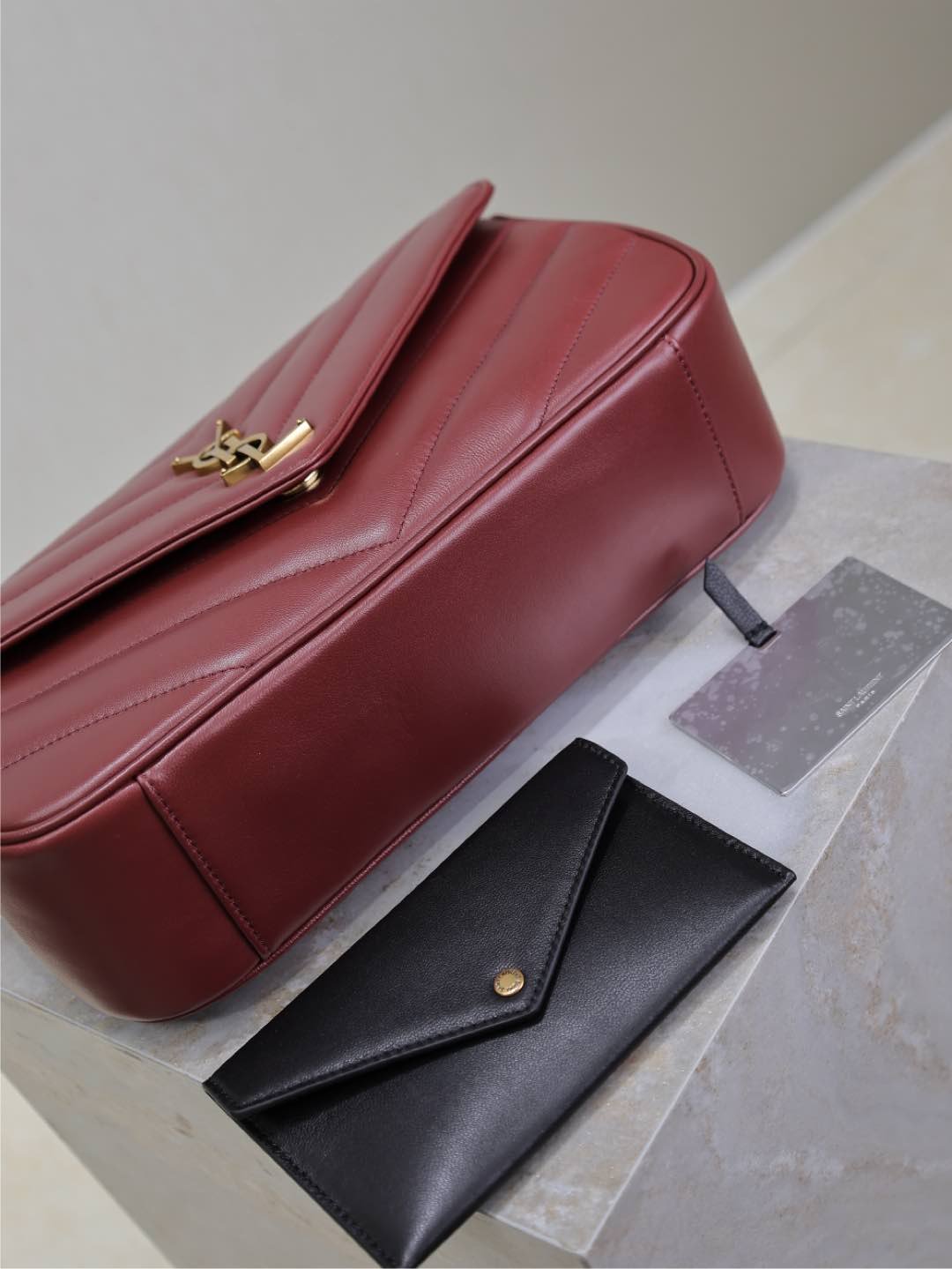 {Style No: 9S5I4AOC} LOULOU MEDIUM 29 IN BURGUNDY RED SHEEPSKIN GOLD HARDWARE - Image 2