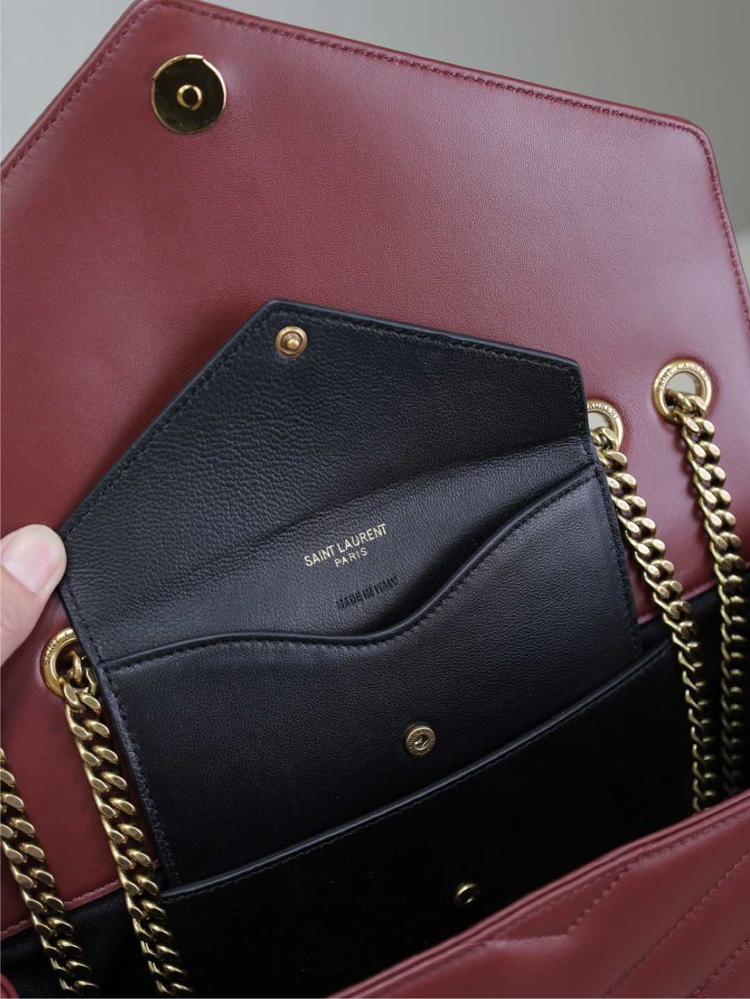 {Style No: 9S5I4AOC} LOULOU MEDIUM 29 IN BURGUNDY RED SHEEPSKIN GOLD HARDWARE - Image 6