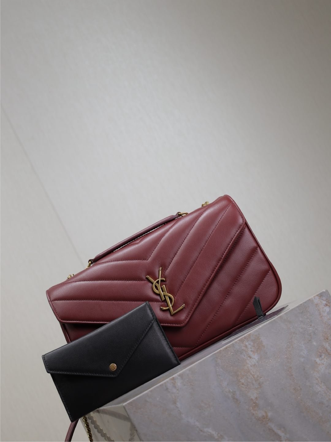 {Style No: 9S5I4AOC} LOULOU MEDIUM 29 IN BURGUNDY RED SHEEPSKIN GOLD HARDWARE - Image 9