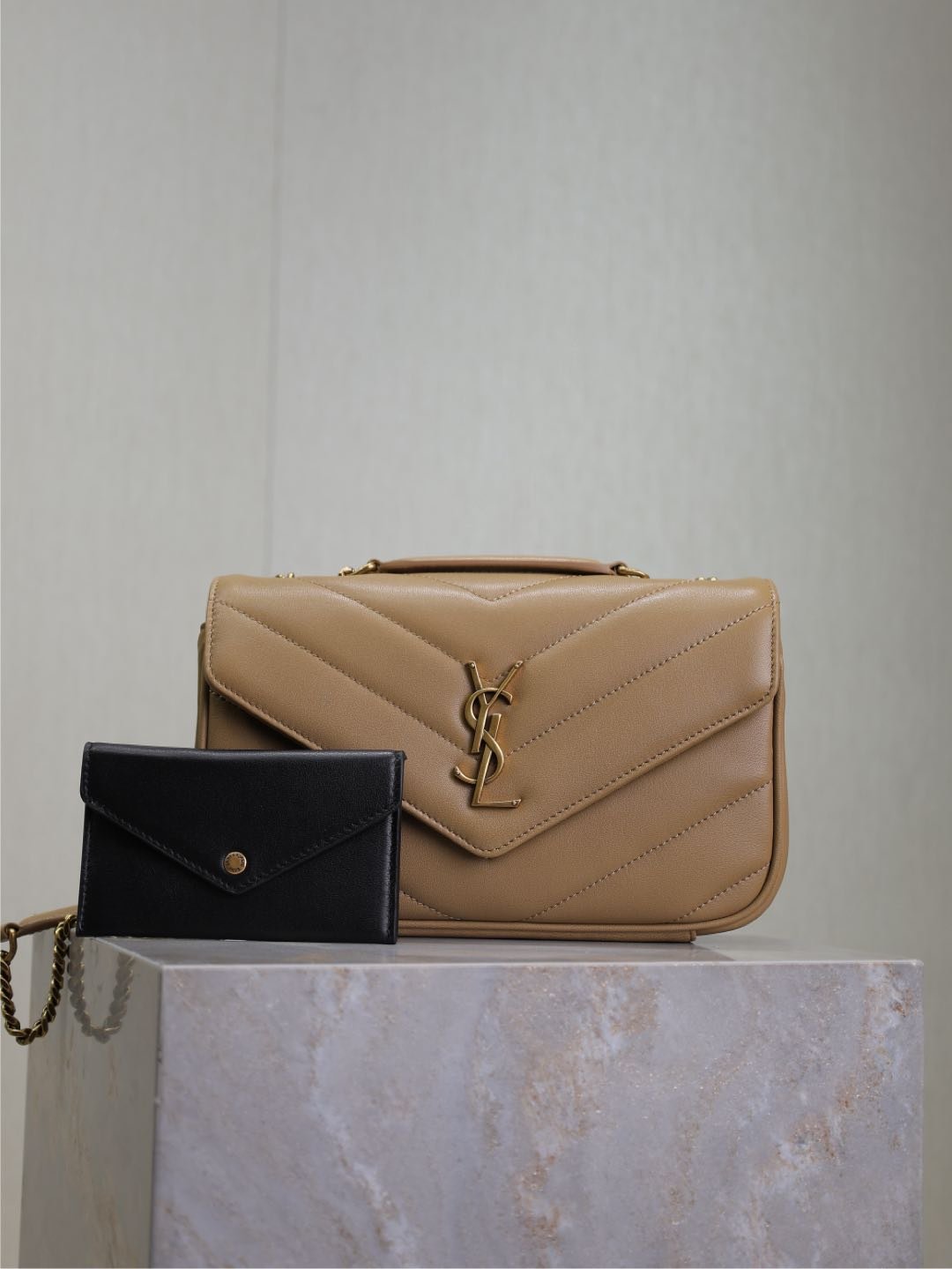 {Style No: D6MKVNNK} LOULOU SMALL 24 IN MILK TEA SHEEPSKIN GOLD HARDWARE