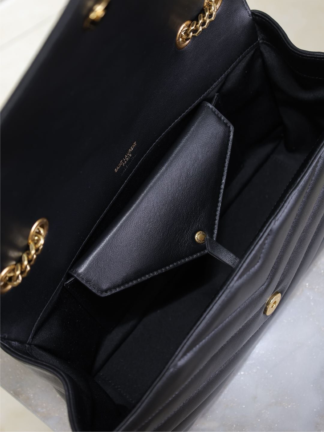 {Style No: AHC6EBGA} LOULOU MEDIUM 29 IN BLACK SHEEPSKIN GOLD HARDWARE - Image 3