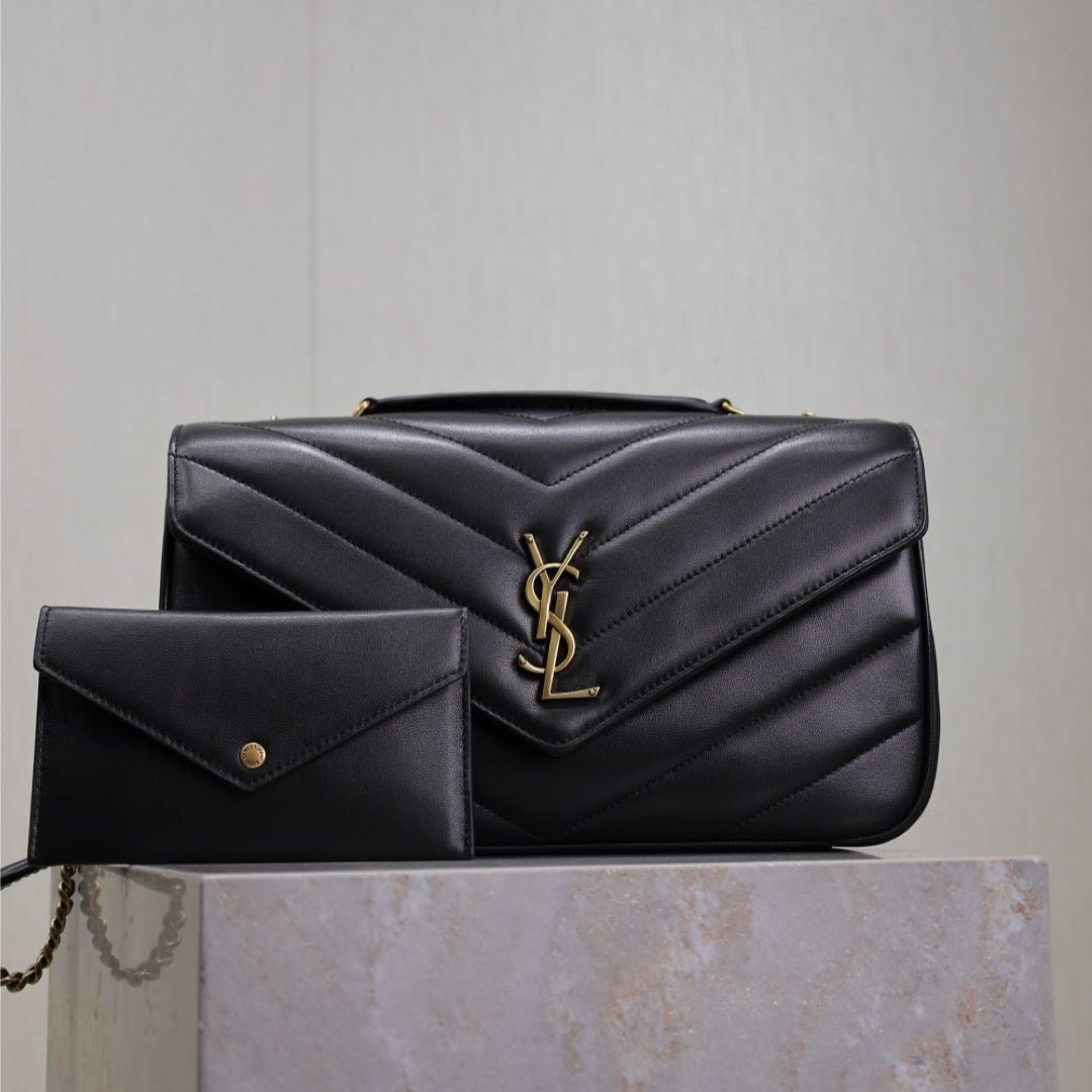 {Style No: AHC6EBGA} LOULOU MEDIUM 29 IN BLACK SHEEPSKIN GOLD HARDWARE