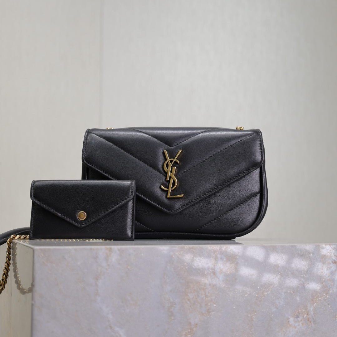 {Style No: DPMG7688} LOULOU MINI 20 IN BLACK SHEEPSKIN GOLD HARDWARE