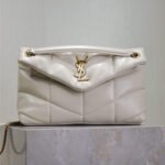 {Style No: 7HHWS4DH} YSL 25S LOULOU PUFFER MM 29 IN BLANC VINTAGE CALFSKIN GOLD HARDWRE