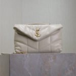 {Style No: DPCUFPUZ} YSL 25S LOULOU PUFFER MINI 23 IN BLANC VINTAGE CALFSKIN GOLD HARDWRE