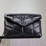 {Style No: 4M4Y4WLJ} YSL 25S LOULOU PUFFER GM 35 IN BLACK CALFSKIN BLACK HARDWARE