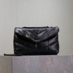 {Style No: X28HHJVP} YSL 25S LOULOU PUFFER MINI 23 IN BLACK CALFSKIN BLACK HARDWARE
