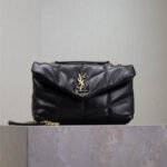 {Style No: 4VW8E62J} YSL 25S LOULOU PUFFER MINI 23 IN BLACK CALFSKIN GOLD HARDWRE