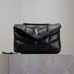 {Style No: X3SS43Y9} YSL 25S LOULOU PUFFER MINI 23 IN BLACK CALFSKIN SILVER HARDWRE