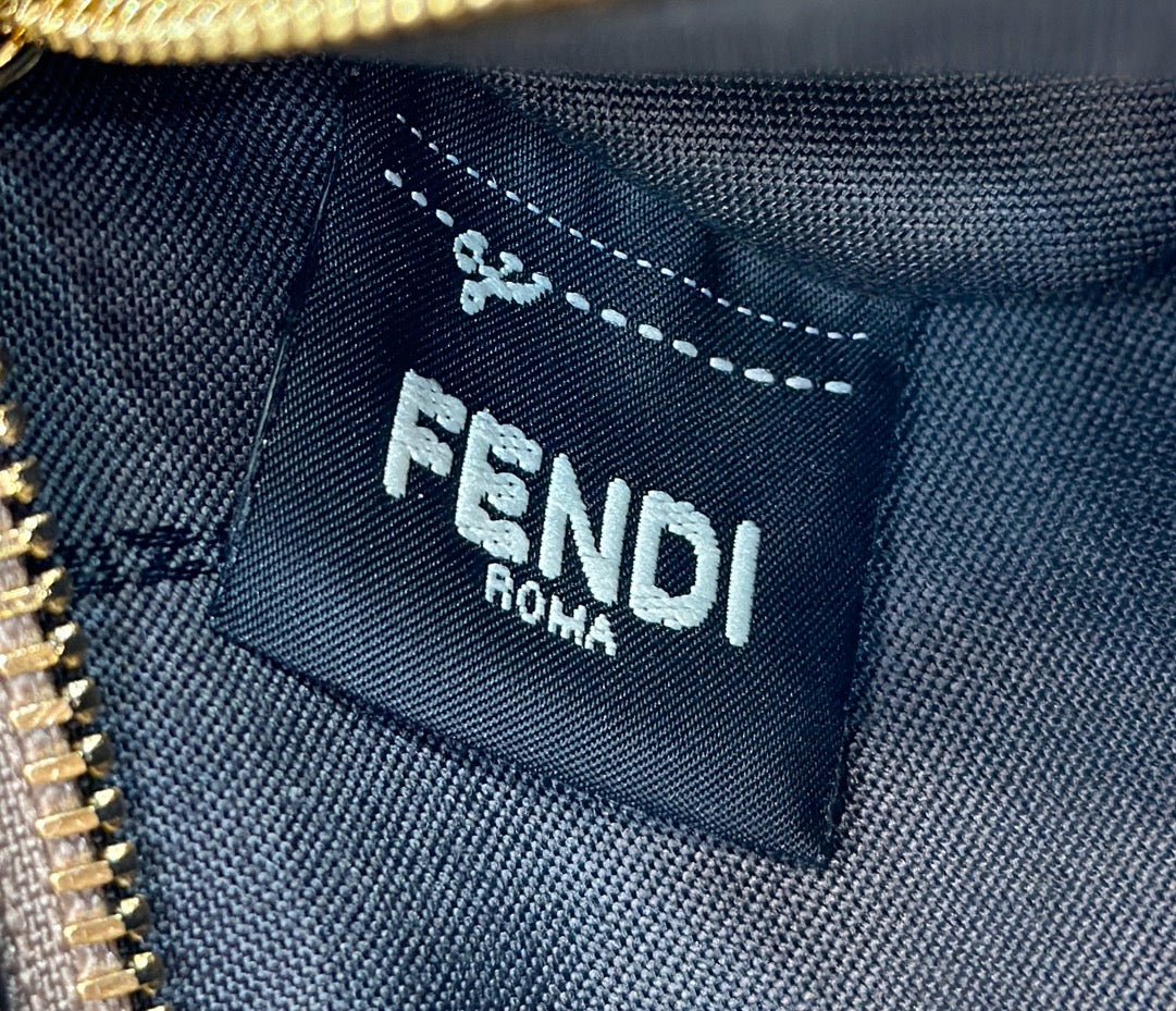 {Style No: MDHEY4TR} FENDI ROLL 33 TOTE BAG IN PEANUT BROWN MIX WHITE CANVAS - Image 9
