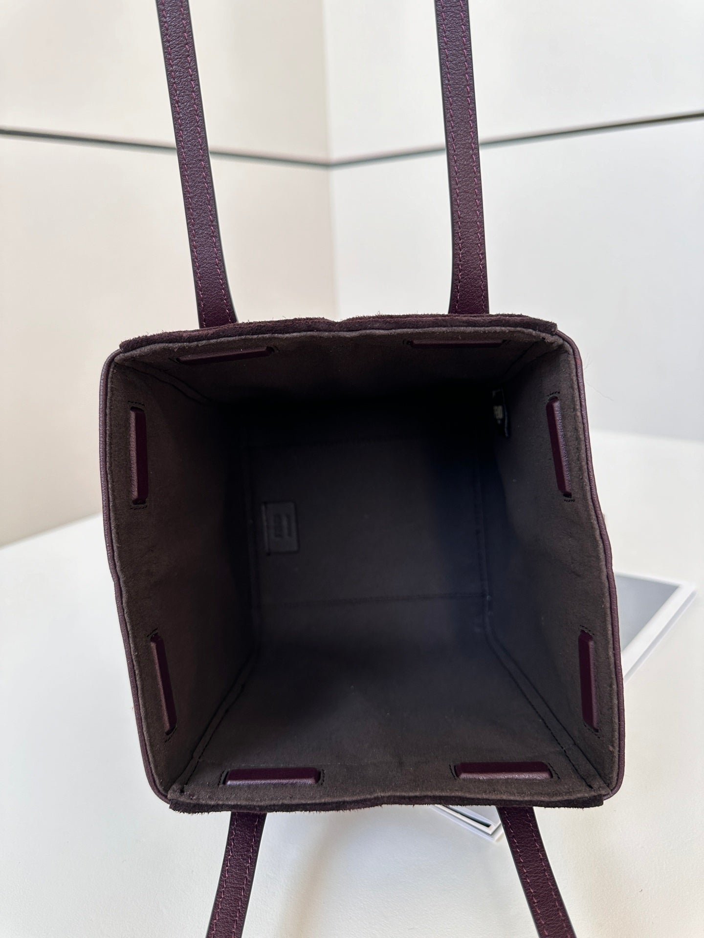 {Style No: L8BKZVAN} ORIGAMI MINI 19 IN WINE RED LAMBSKIN AND SUEDE - Image 6