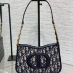 {Style No: S1LU3NQP} CD SIGNATURE HOBO 23.5CM BLUE OBLIQUE EMBROIDERY