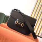 {Style No: FTSA22A1} GG 1955 Horsebit Bag 25cm Black Calfskin Gold Hardware