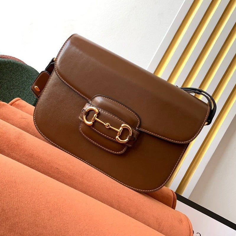 {Style No: GRLN5TFK} GG 1955 Horsebit Bag 25cm Brown Calfskin Gold Hardware