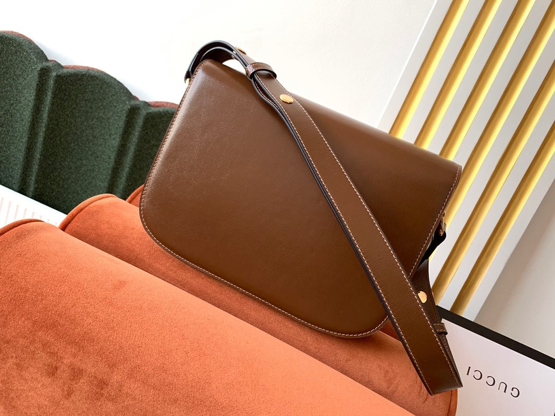 {Style No: GRLN5TFK} GG 1955 Horsebit Bag 25cm Brown Calfskin Gold Hardware - Image 3